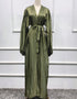 Women's Solid Color Puff Sleeve Maxi Abaya