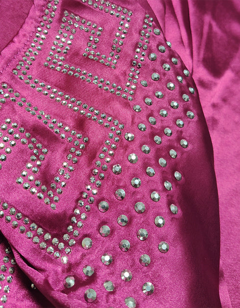 Vintage Silk Beaded Abaya with African Bazin Maxi Desig