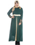 Stylish Muslim Abaya in Chiffon Satin with Subtle Stitching and Long Sleeves