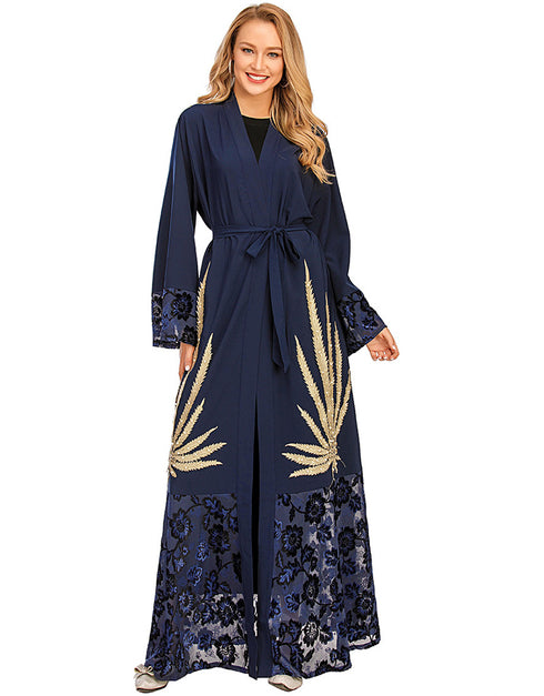 Stylish Cardigan with Beaded Car Flower Accents