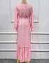 Little Flowers Abaya Kaftan Dress with Waist Tie for Women