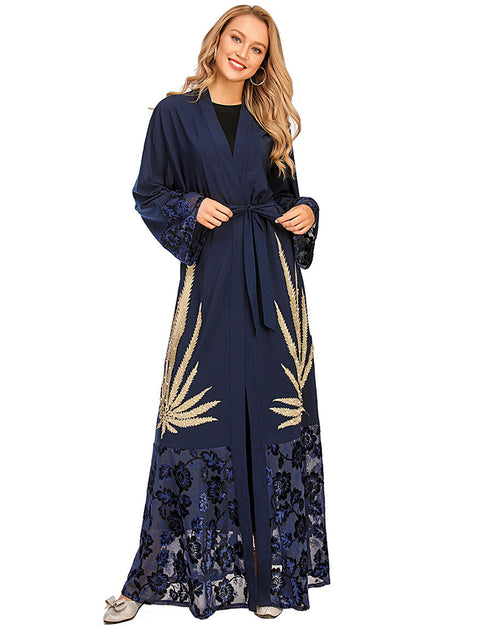 Stylish Cardigan with Beaded Car Flower Accents