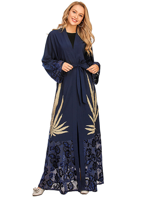 Stylish Cardigan with Beaded Car Flower Accents