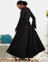 V-neck Hijab Caftan Dress with Flared Sleeves and Belt for Women