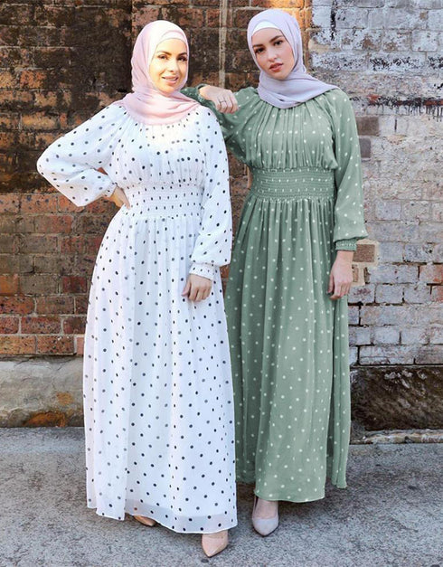 V-neck Hijab Kaftan Dress with Corset and Belt for Women