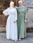 V-neck Hijab Kaftan Dress with Corset and Belt for Women
