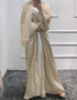 Women's Solid Color Puff Sleeve Maxi Abaya