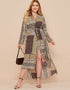 Parisian Beaded Retro Long Sleeve Loose Long Coat in Plus Size