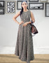 Muslim Abaya Dress with Printed Sleeveless Design