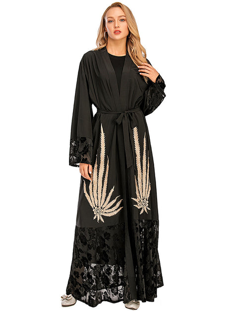 Stylish Cardigan with Beaded Car Flower Accents