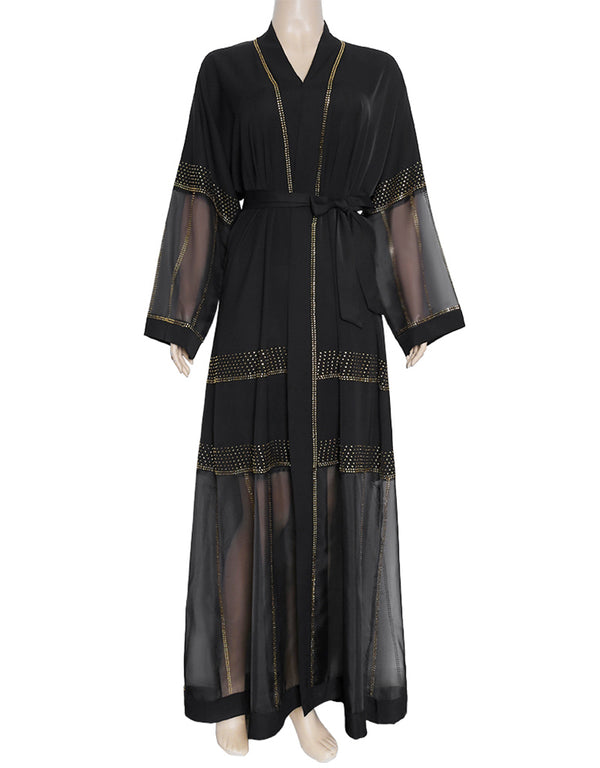 Diamond-Embellished Abaya Dress for Women