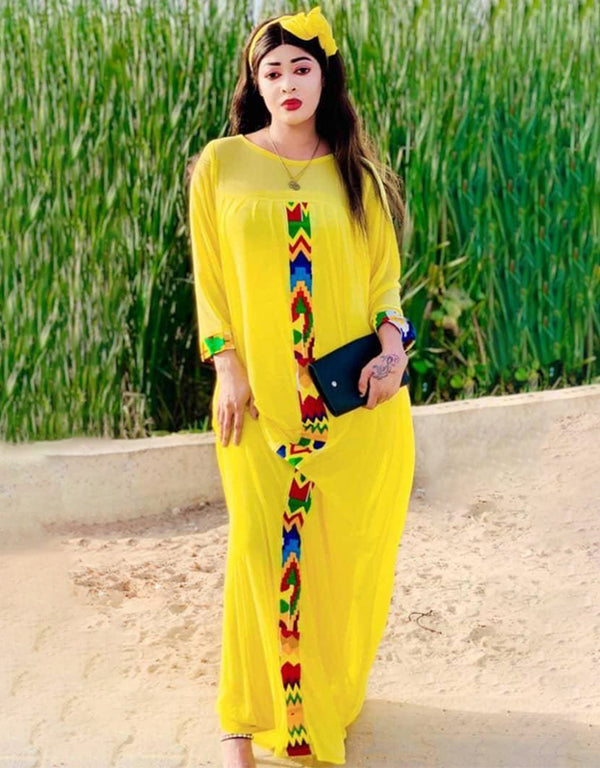 Muslim Fashion Applique Dress in Abaya Style from Dubai