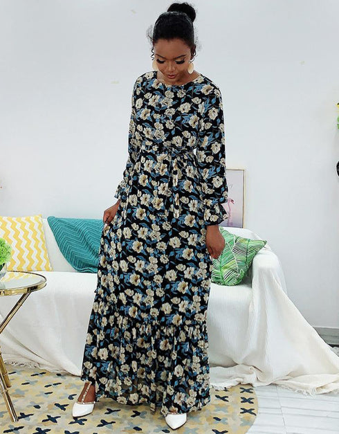 Abayas for Women with Flouncy Waist Ties and Flared Sleeves