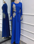 Embroidered Abaya Kaftan Dress with Waist Tie for Women