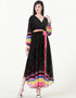 V-Neck Chiffon Muslim Dress with Colorful Polka Dots and Lantern Sleeves