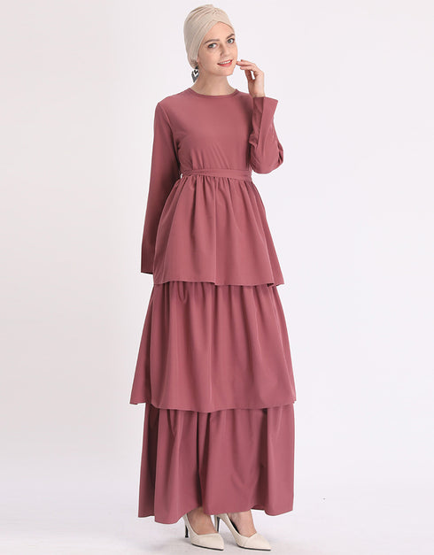 Dubai Abaya Cupcake Dress with Corset and Belt