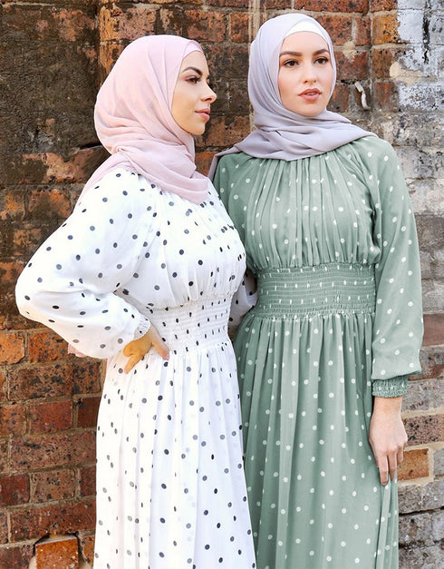V-neck Hijab Kaftan Dress with Corset and Belt for Women