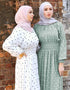 V-neck Hijab Kaftan Dress with Corset and Belt for Women