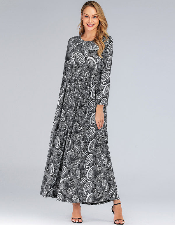 Modest Dress with Round Neck and Long Sleeves for Muslim Women