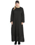 Elegant Dubai Abaya in Black with Long Sleeves and Lace Neckline