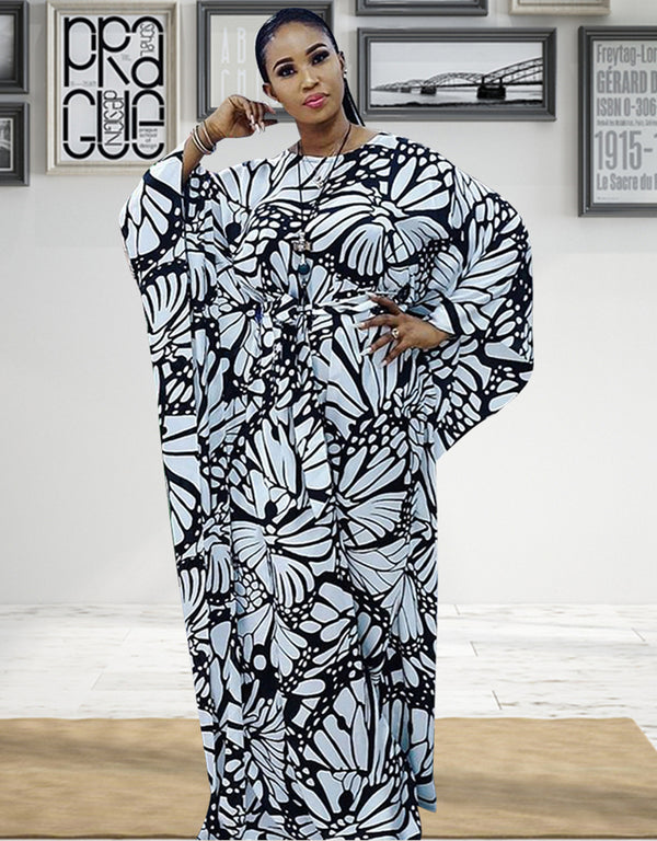 Muslim Abaya Romper with Half Sleeves and Printing