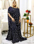 Vintage African Print Maxi Gown with Half Sleeves and White Dots