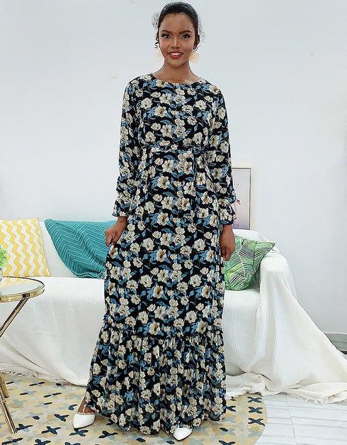 Abayas for Women with Flouncy Waist Ties and Flared Sleeves