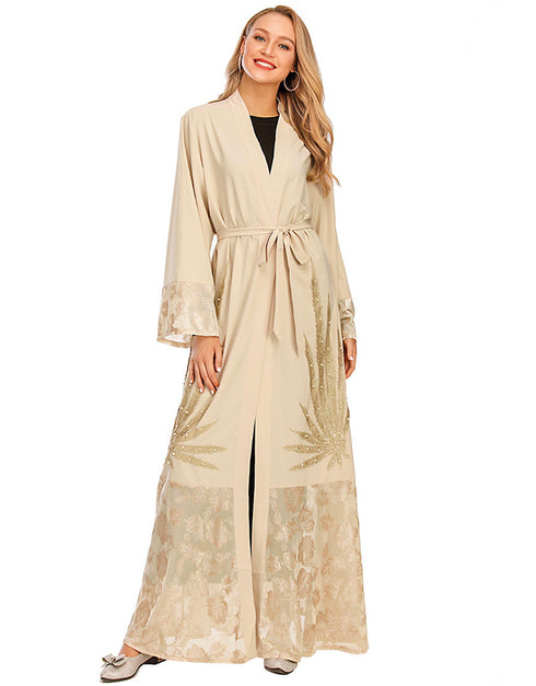 Stylish Cardigan with Beaded Car Flower Accents