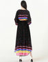 V-Neck Chiffon Muslim Dress with Colorful Polka Dots and Lantern Sleeves