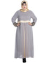 Stylish Muslim Abaya in Chiffon Satin with Subtle Stitching and Long Sleeves