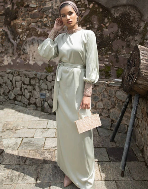 Round Neck Kaftan Abaya Dress for Women