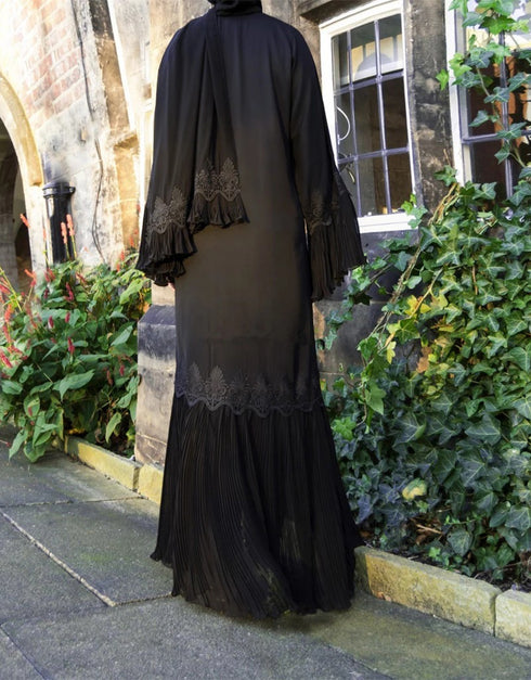 Modest Cardigan with Pleated Sleeves for a Classic Middle Eastern Look