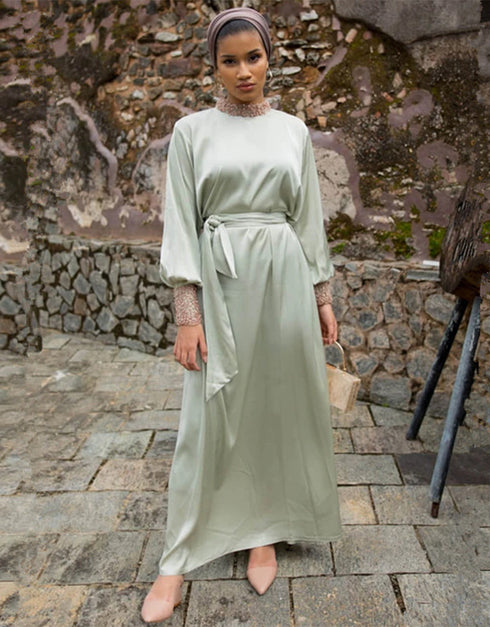 Round Neck Kaftan Abaya Dress for Women
