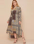 Parisian Beaded Retro Long Sleeve Loose Long Coat in Plus Size