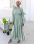 V-neck Hijab Kaftan Dress with Corset and Belt for Women