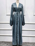 Women's Solid Color Puff Sleeve Maxi Abaya