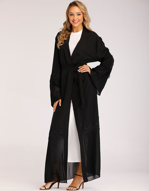 Modest Cardigan with Pleated Sleeves for a Classic Middle Eastern Look