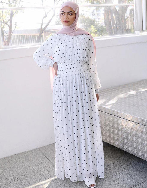 V-neck Hijab Kaftan Dress with Corset and Belt for Women