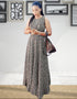 Muslim Abaya Dress with Printed Sleeveless Design