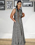 Muslim Abaya Dress with Printed Sleeveless Design