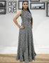 Muslim Abaya Dress with Printed Sleeveless Design