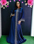 Vintage Silk Beaded Abaya with African Bazin Maxi Desig