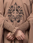 Designer Front Embroidery stretchable smoking at wrist knee length Jilbab cum prayer khimar Hijab