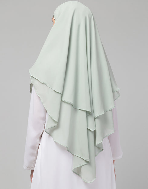 Trending Triangle tow layers tie at back Ready to wear Hijab cum Naqab