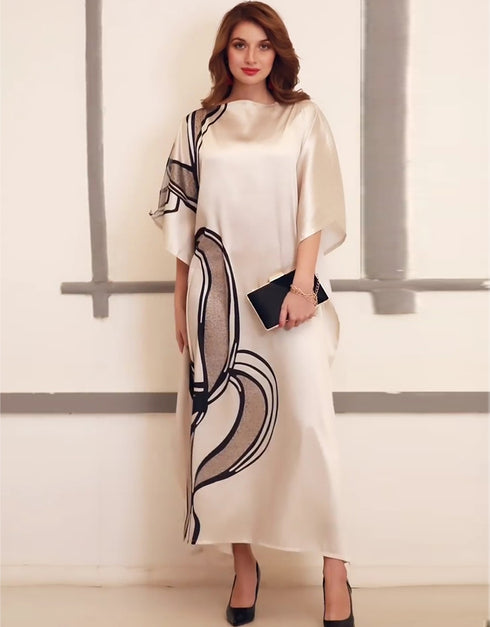 Cream Soft Satin Silk Gown