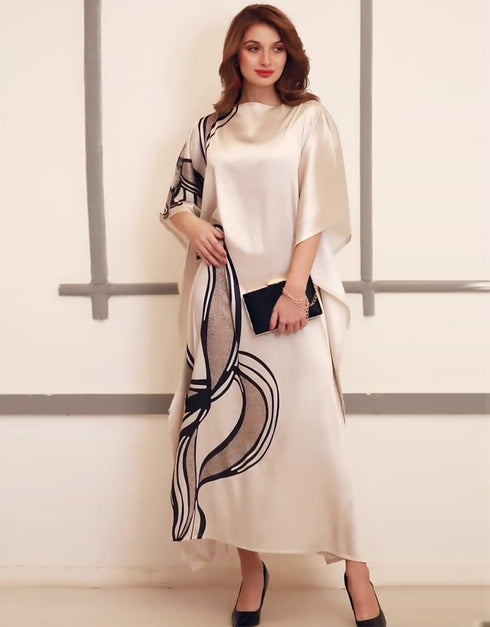 Cream Soft Satin Silk Gown