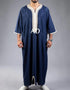 Distinctive Dubai Style: Elevate Your Look with Men's Muslim Jubba Thobe, featuring Patchwork Detailing and a Soft V-Neck Long Sleeve Design.