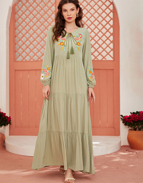 Long-Sleeved Beauty: Traditional Embroidery in a Modern Abaya