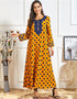 Whispers of Sun on Saffron: An Ethnically Embroidered Abaya for Casual Comfort