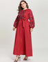 Crimson Embrace An Arabesque Abaya with Embroidered Grace